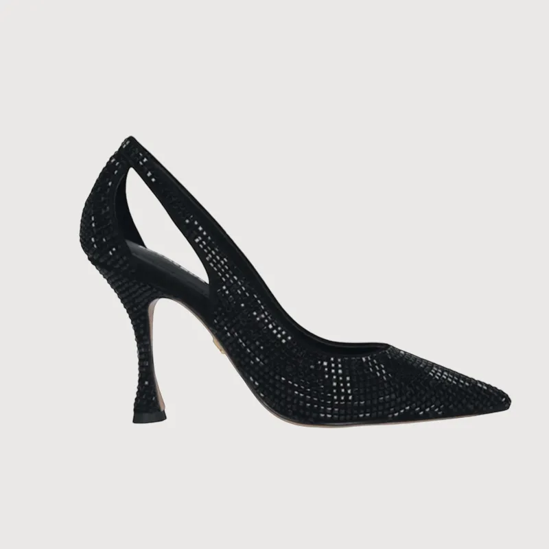 Lola Cruz Nowa Glitter Black Heels