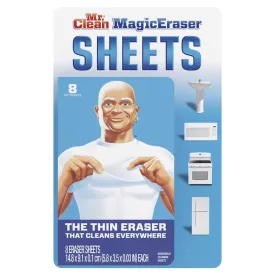 Mr. Clean Sheets Non-Scratch Magic Eraser For Multi-Purpose 5.7 in. L 8 pk