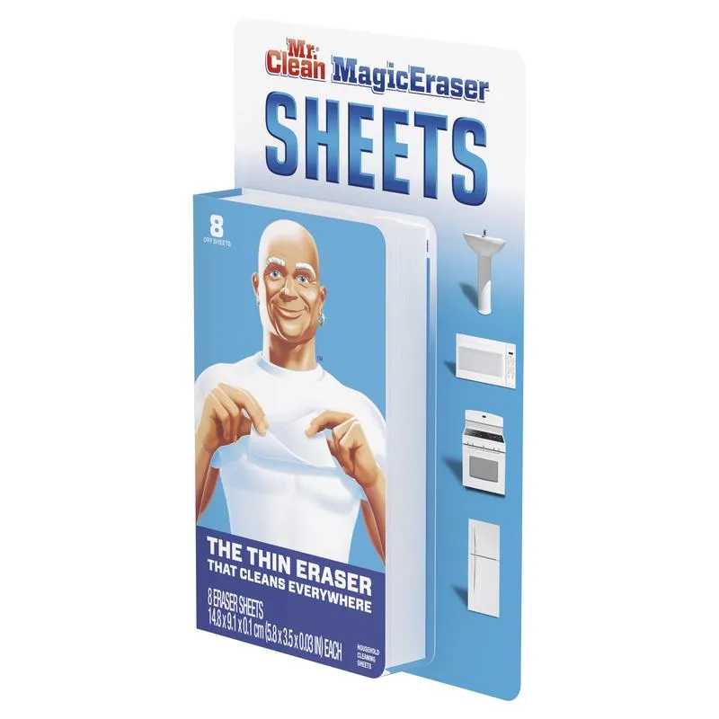 Mr. Clean Sheets Non-Scratch Magic Eraser For Multi-Purpose 5.7 in. L 8 pk