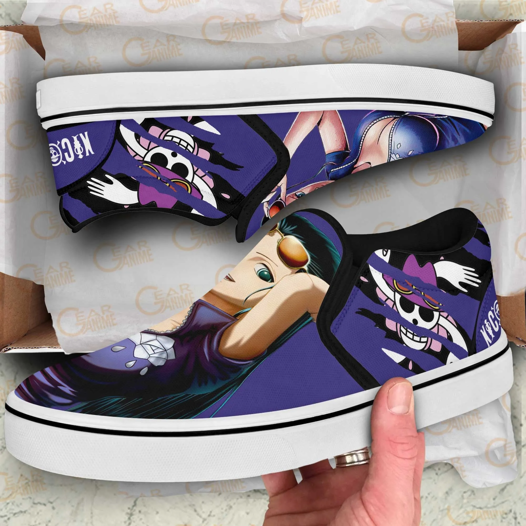 Nico Robin Slip On Sneakers OP Custom Anime Shoes