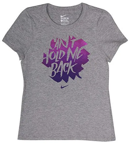 Nike Girl's "Can't Hold Me Back" Heather Grey T-Shirt (X-Large)