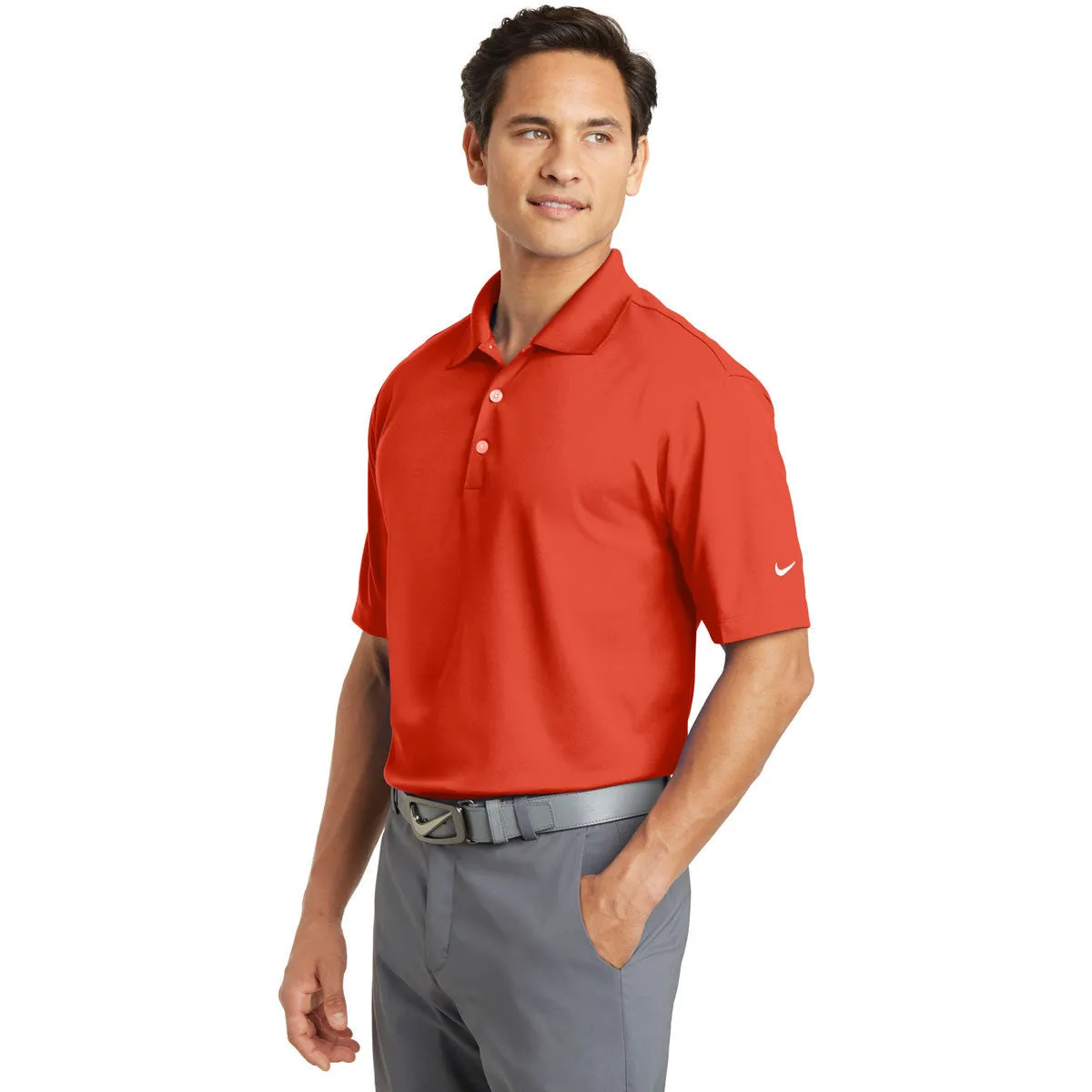 Nike Men's Orange Dri-FIT S/S Micro Pique Polo