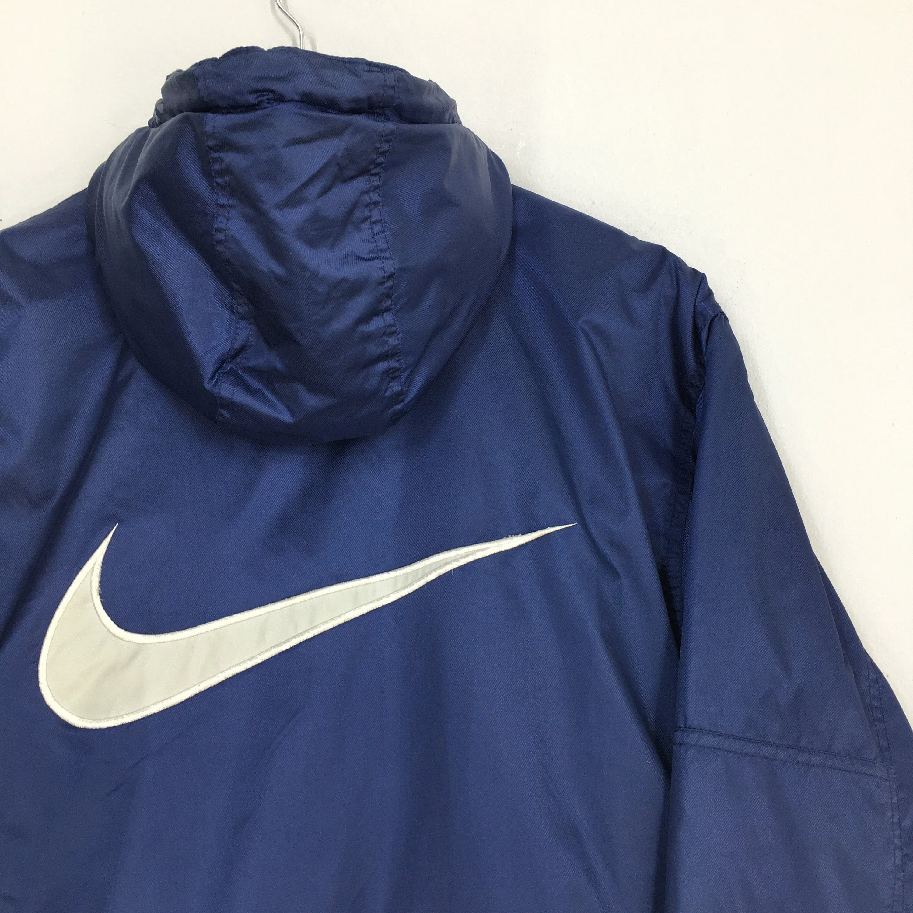 Nike Swoosh Puffer Blue Hoodie Jacket XLarge