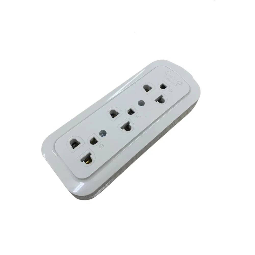 OMNI Surface Convenience Outlet Socket with Ground (2 Gang, 3 Gang) 10A 220V for Electrical Plug Adapter Appliances | WSG-002 WSG-003