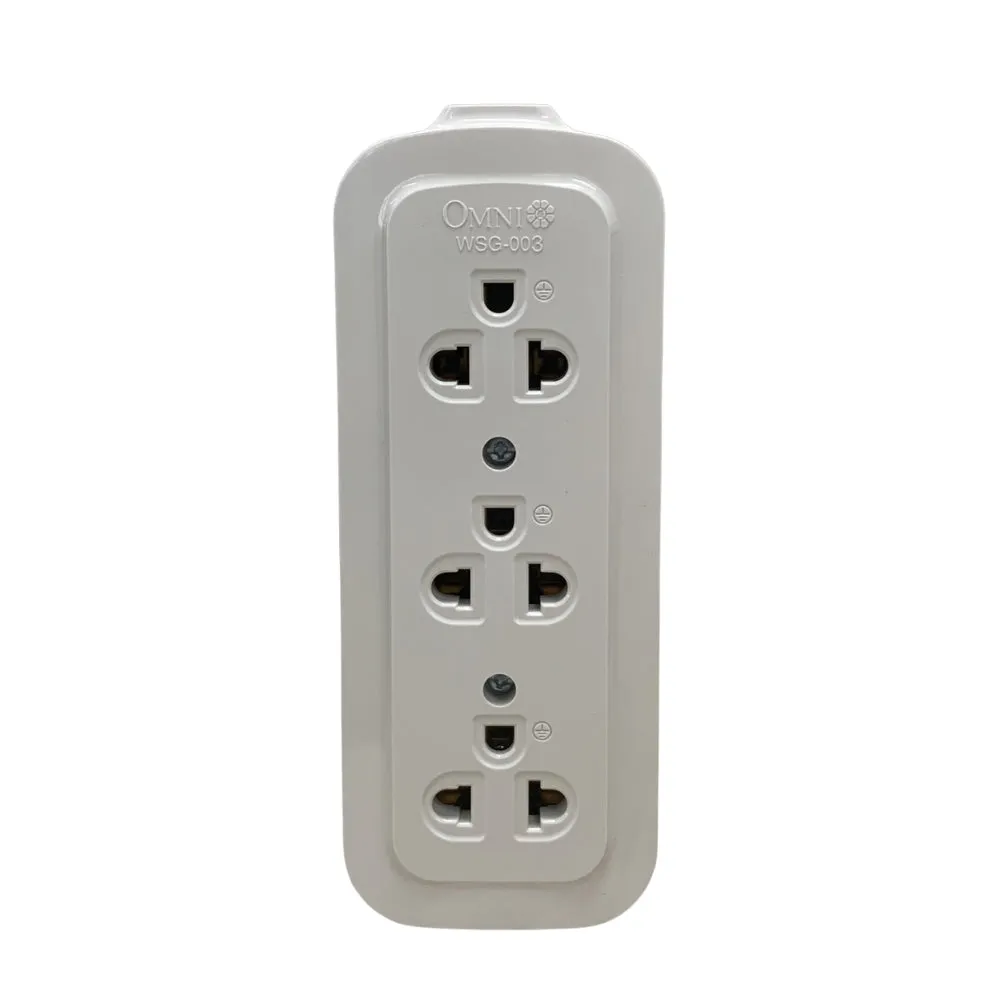 OMNI Surface Convenience Outlet Socket with Ground (2 Gang, 3 Gang) 10A 220V for Electrical Plug Adapter Appliances | WSG-002 WSG-003