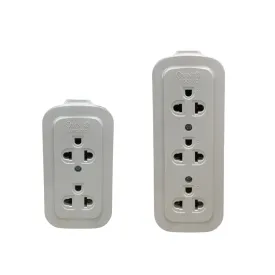 OMNI Surface Convenience Outlet Socket with Ground (2 Gang, 3 Gang) 10A 220V for Electrical Plug Adapter Appliances | WSG-002 WSG-003