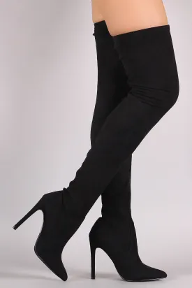 Pointy Toe Stiletto Suede Over-The-Knee Boots