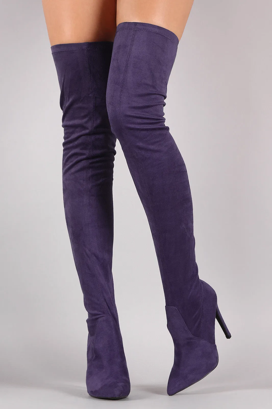 Pointy Toe Stiletto Suede Over-The-Knee Boots