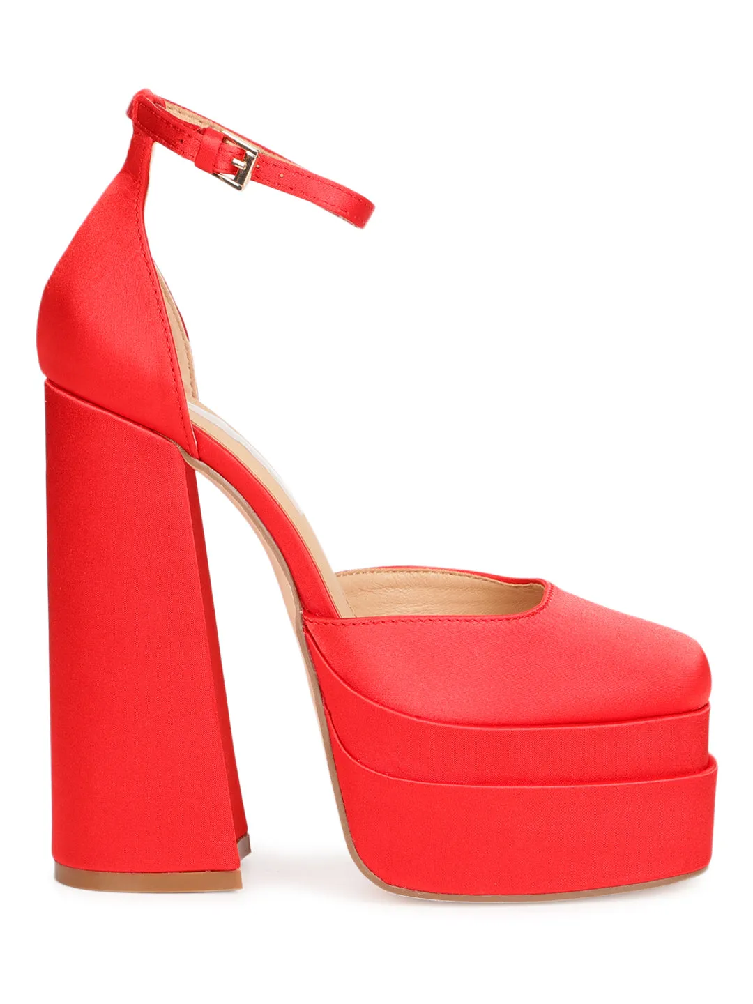 Red Satin Strappy Block Sandals (TC-GOWN1-RED)