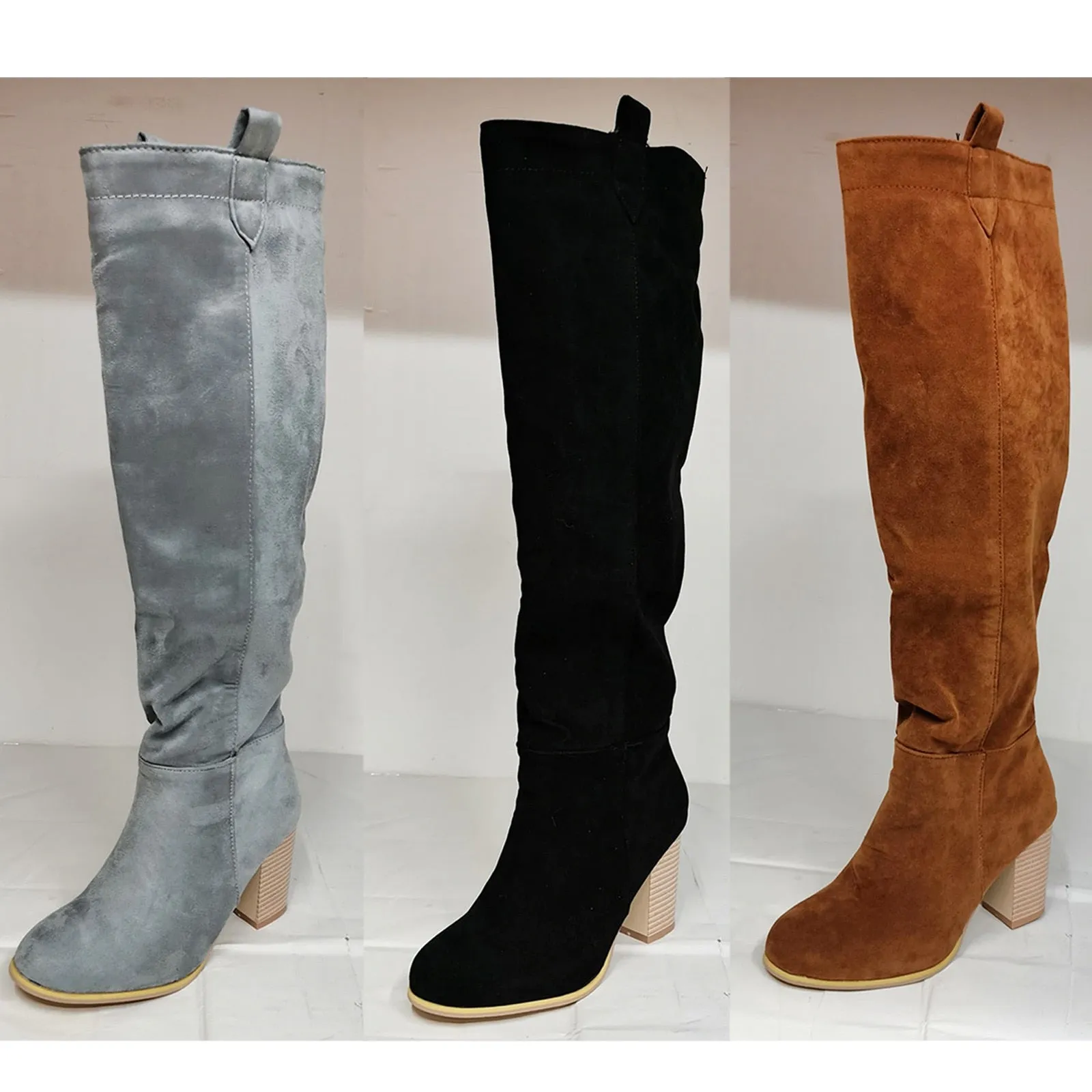 Retro Square Knee-High Boots