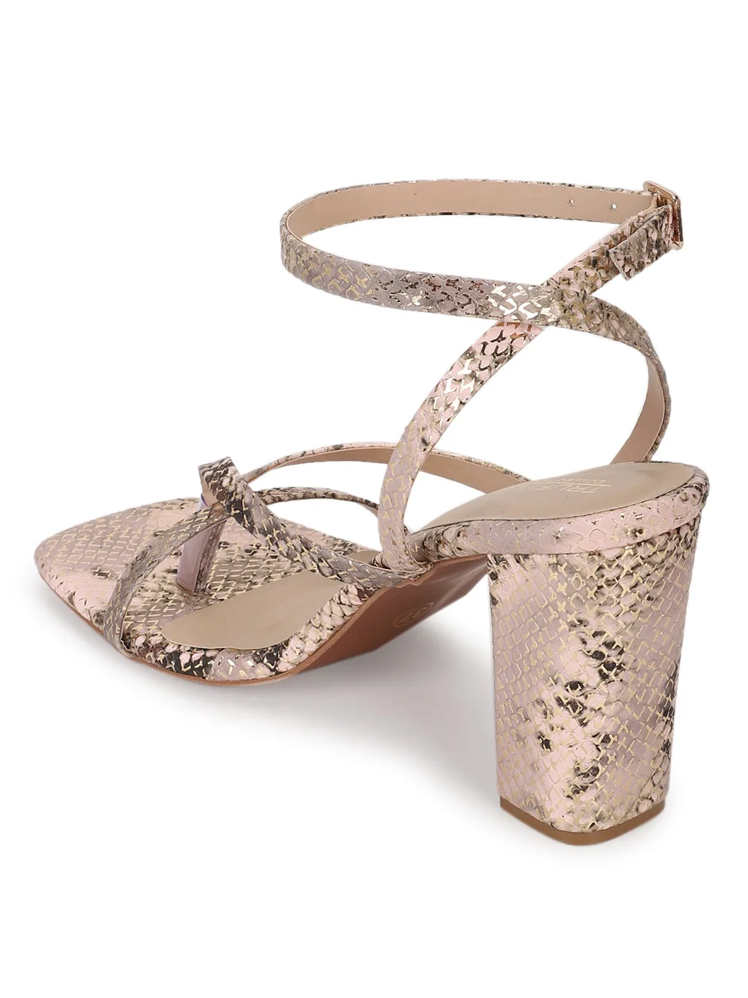 Rose Gold PU Strappy Block Sandals (TC-MSI-101-RGLD)