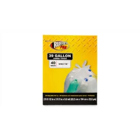 Ruffies Pro 39 gal Trash Bags Wing Ties 40 pk 0.9 mil