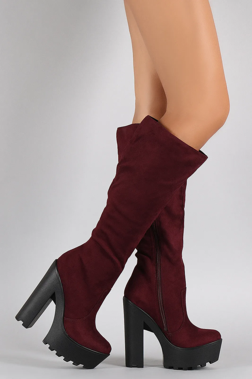 Speed Limit 98 Suede Chunky Lug Sole Platform Heeled Boots