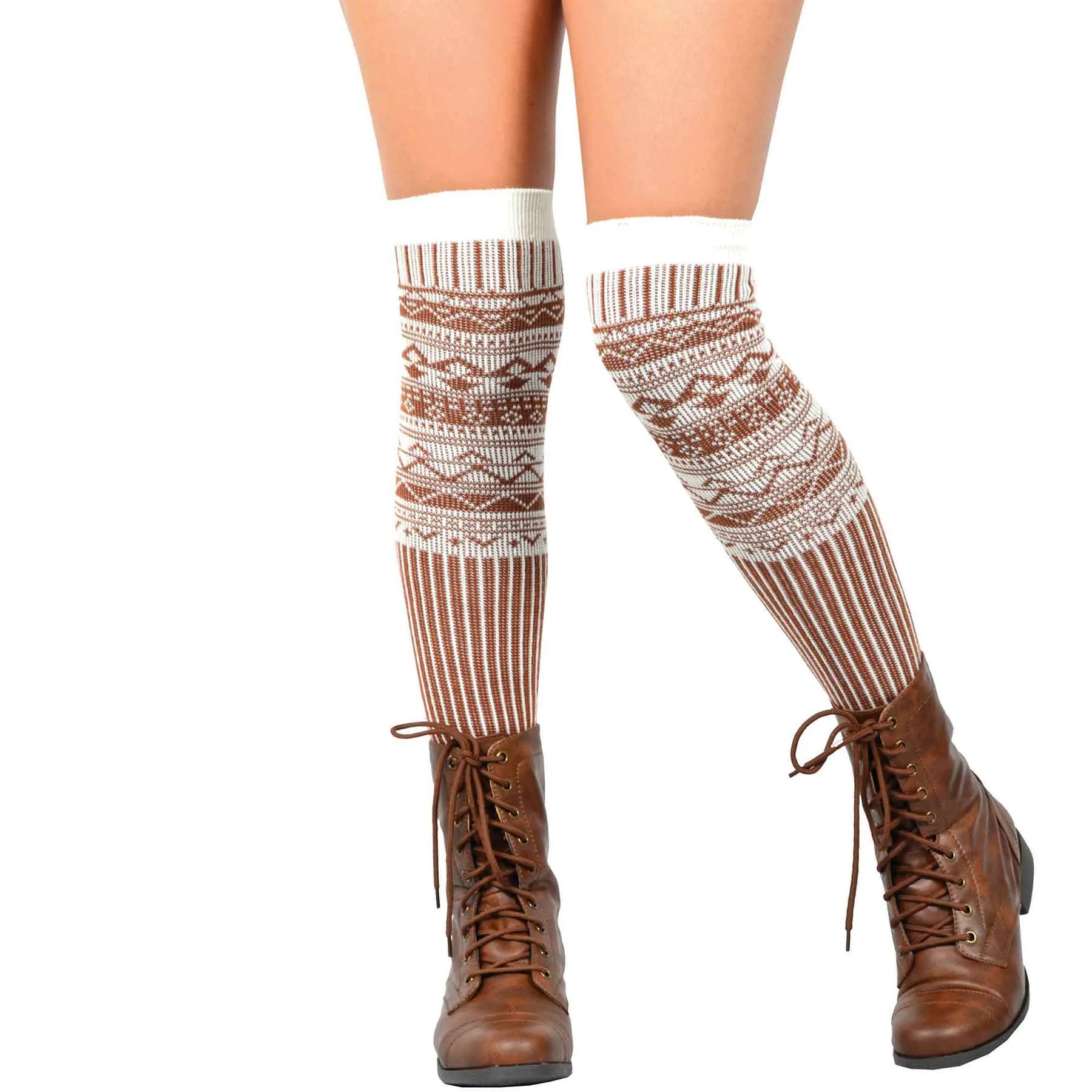 TeeHee Socks Women's Casual Cotton Thigh High Nordic 3-Pack (10847)