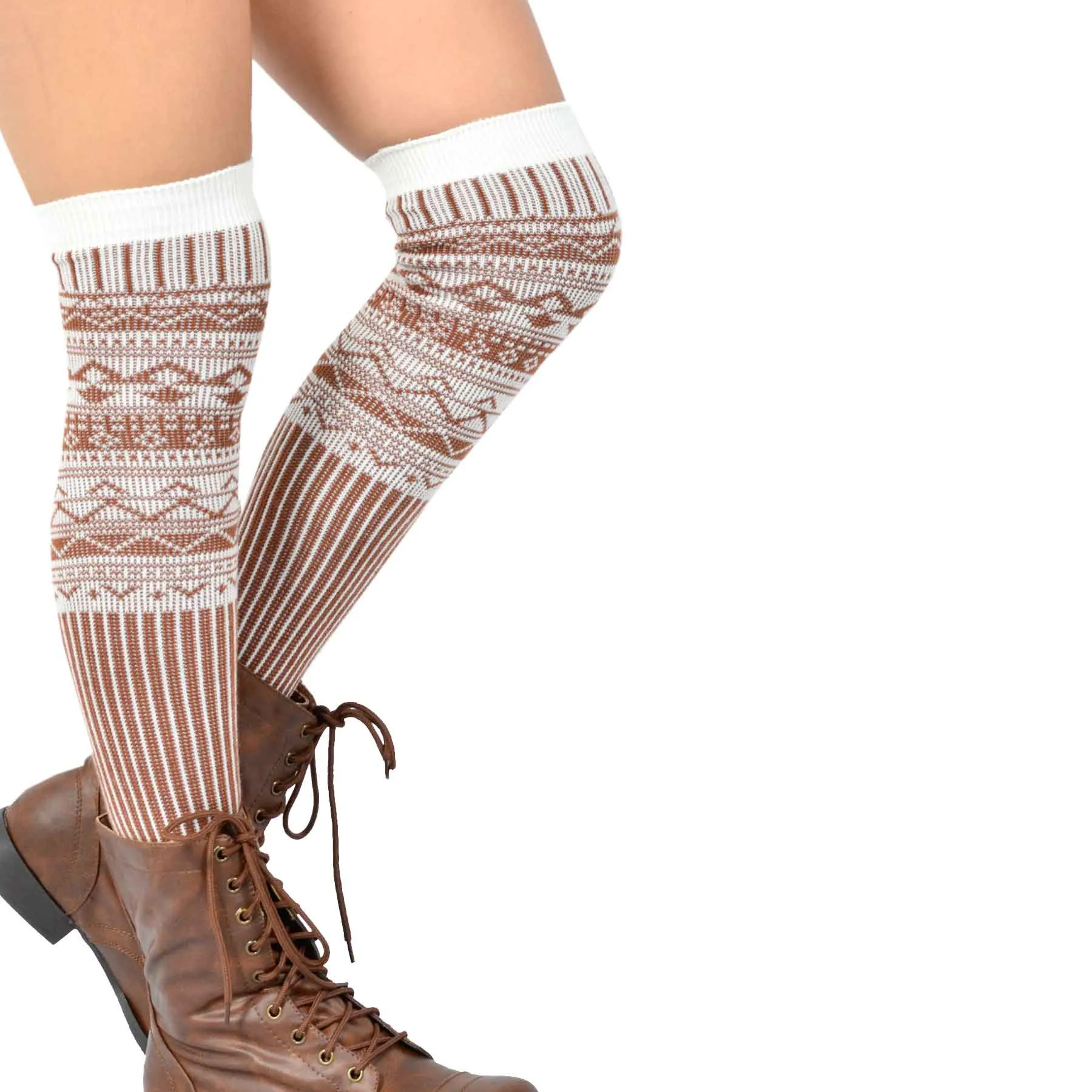 TeeHee Socks Women's Casual Cotton Thigh High Nordic 3-Pack (10847)