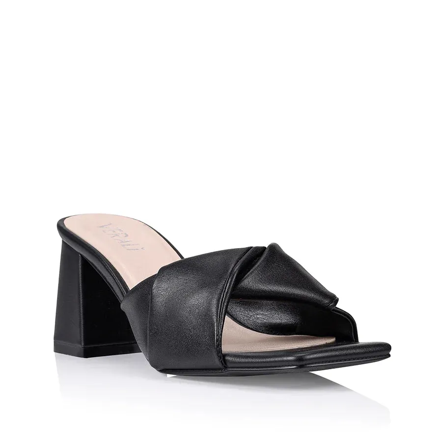 Verali Shoes - Stella Block Heel Mules (Black Smooth)