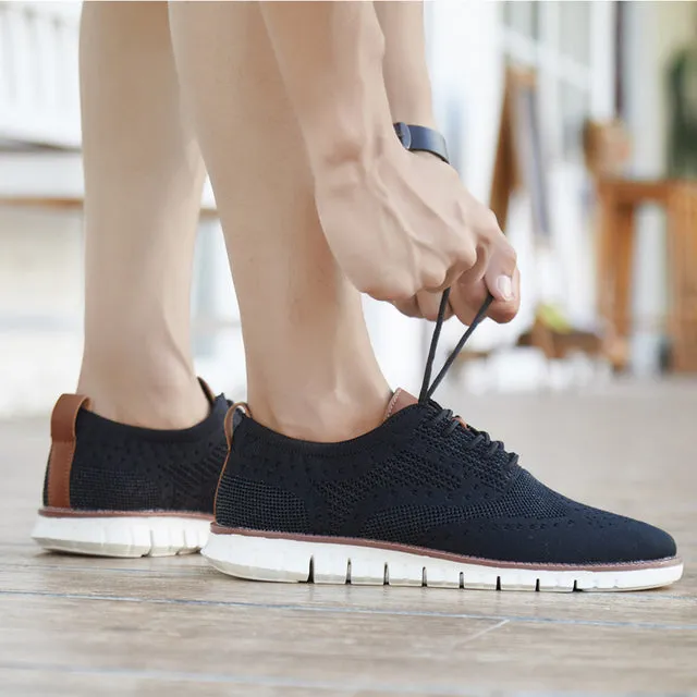 West Louis™ Knitted Mesh Shallow Lace Up Lightweight Sneakers