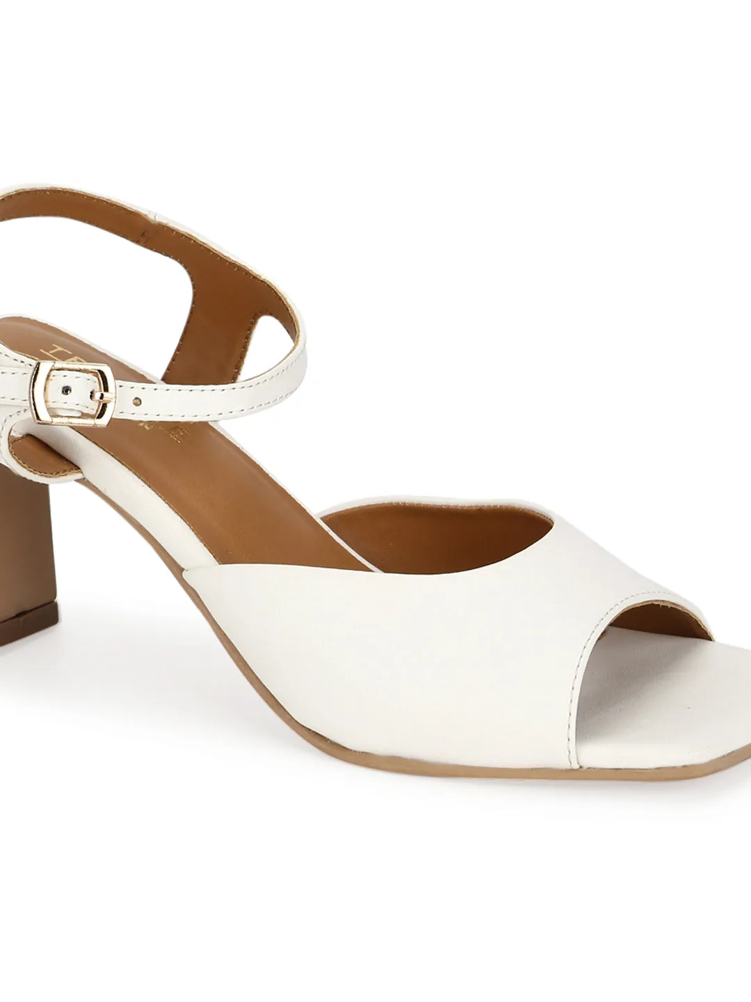 White PU Slim Block Sandals (TC-ST-1229-WHTPU)