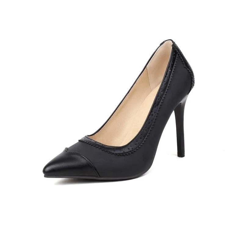 Women's Bicolor Pointed Toe Stiletto Heel High Heels Pumps