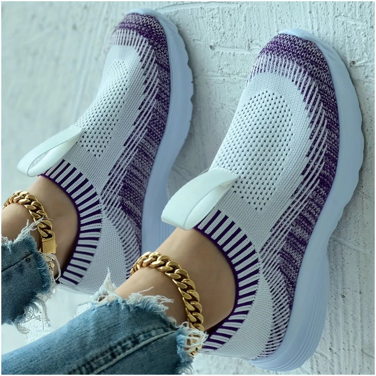 Women's Knit Casual Sneakers Breathable & Light Sporty Shoes