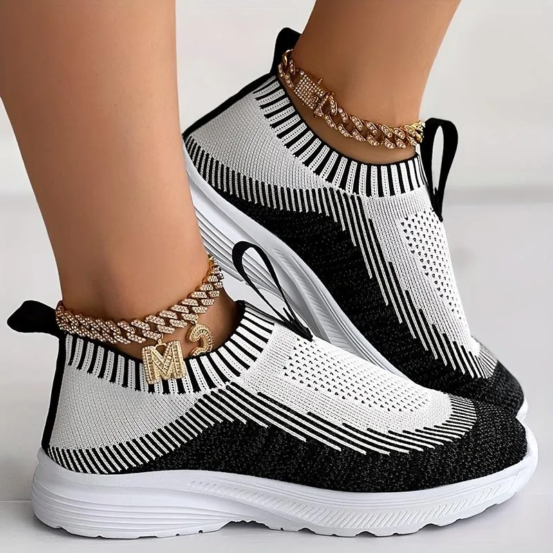 Women's Knit Casual Sneakers Breathable & Light Sporty Shoes