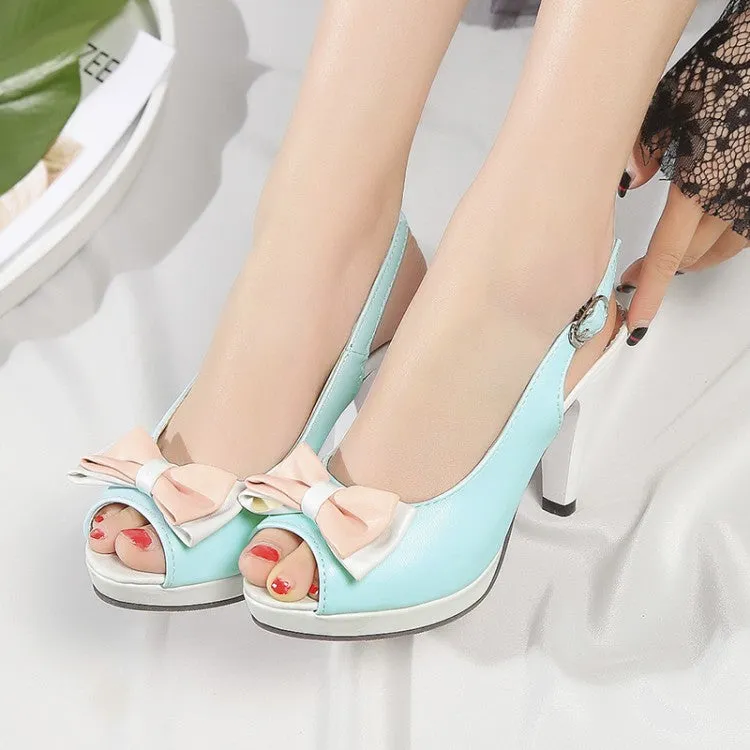 Women's Peep Toe Butterfly Knot Platform High Heel Sandals