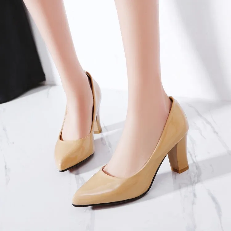 Women's Pointed Toe Block Heels Pumps