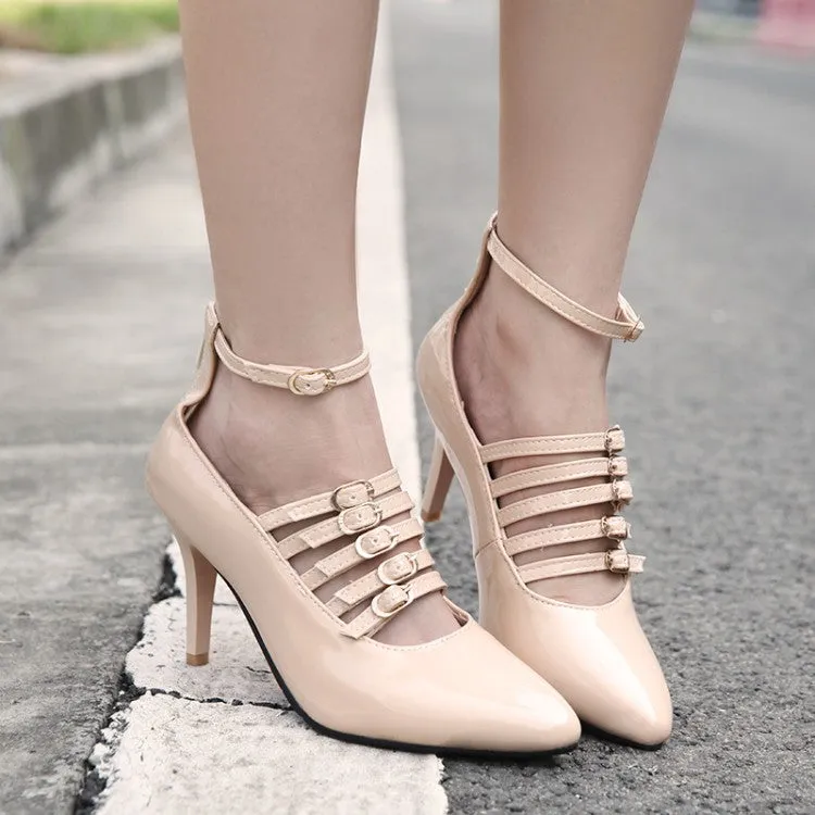 Women's Pointed Toe Buckle High Heel Stiletto Pumps