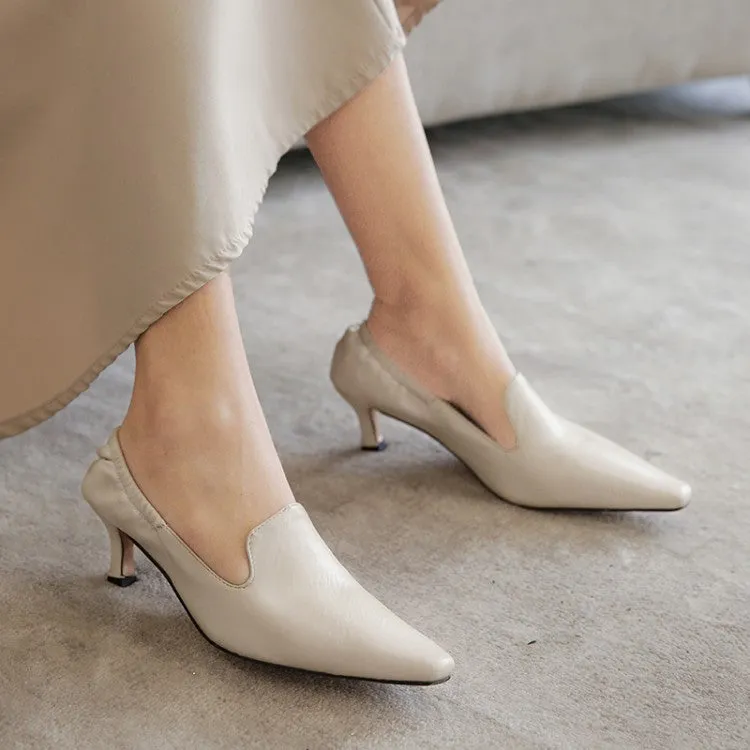 Women's Slip on Pointed Toe Block Heels Pumps