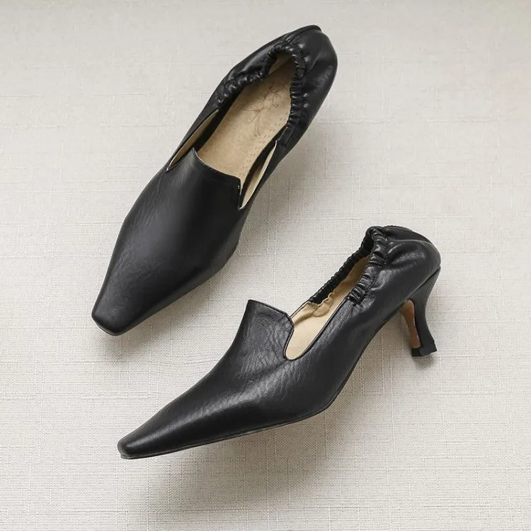 Women's Slip on Pointed Toe Block Heels Pumps