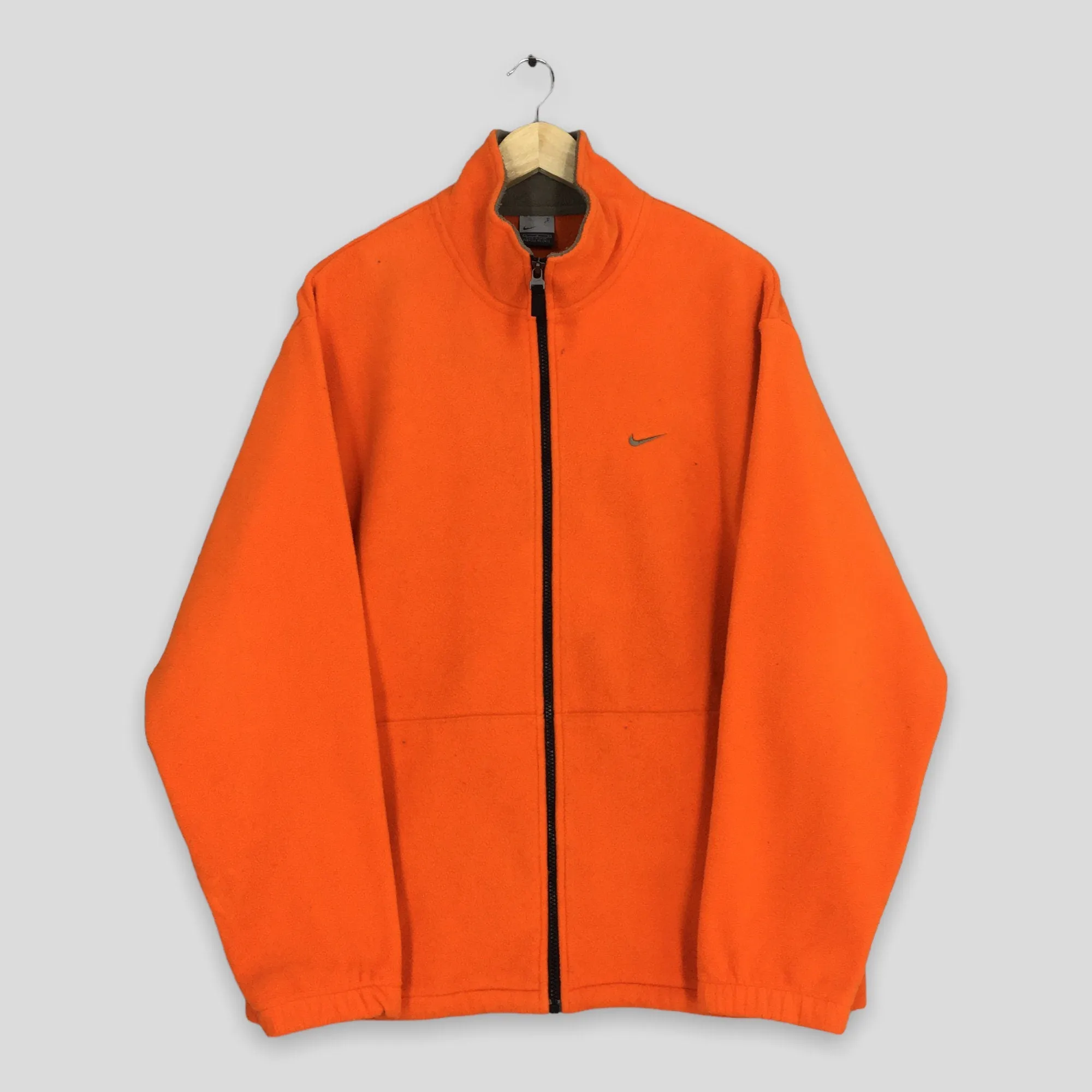 Y2K Nike Swoosh Orange Fleece Sweater Large