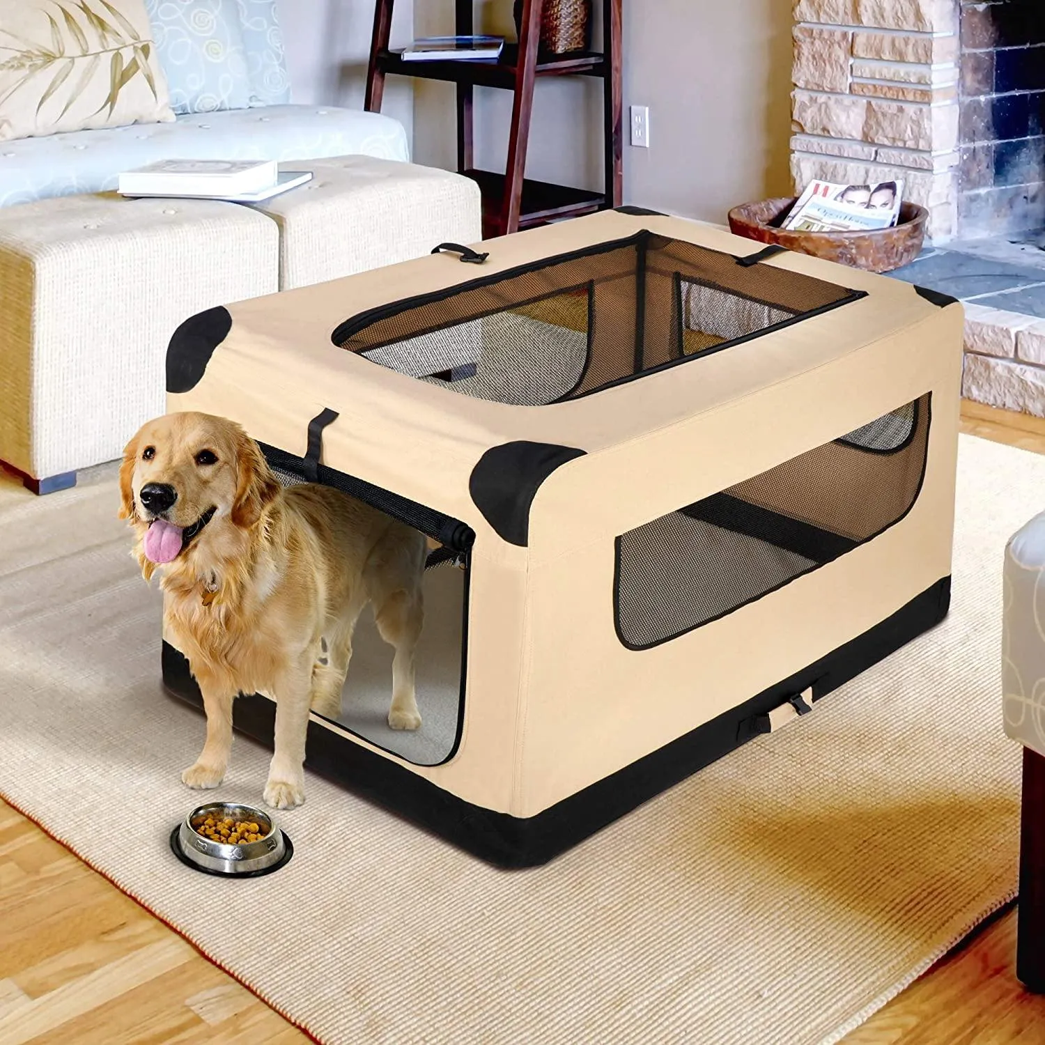 ZENY™ Extra Large Folding Soft Dog Crate Kennel Portable Pet Travel Carrier with Straps and Ventilated Comfortable Design